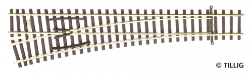 Tillig 83332 - TT Einfache Weiche EW2 links 15°, Länge 166 mm